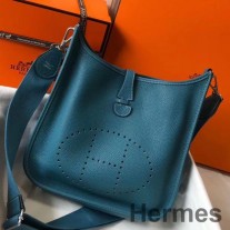 Hermes Evelyne III 29 PM Tasche aus blauem Jean Clemence Leder