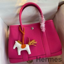 Hermes Garden Party 30 Handgefertigte Tasche aus rosarotem Clemence-Leder