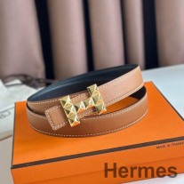 Hermes H Medor Wendegürtel 24MM aus goldenem Epsom-Leder