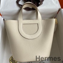 Hermes In The Loop 18 Handgefertigte Tasche aus Craie Clemence Leder