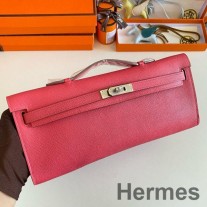 Handgefertigte Tasche „Kelly Cut“ von Hermes aus Epsom-Kalbsleder in Lippenstiftrosa