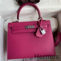Handgefertigte Tasche „Kelly Sellier 25“ von Hermes aus rosa-lila Epsom-Kalbsleder