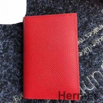 Hermes MC² Euclide Kartenetui Aus Rotem Epsom-Leder