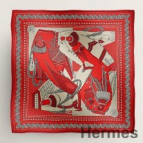 Hermes Roter Zuaven- und Drachen-Bandana-Schal 140