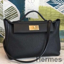 Hermes 24/24 29 Tasche Aus Schwarzem Clemence Kalbsleder