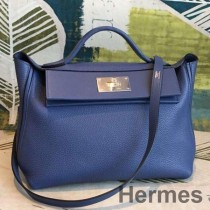 Hermes 24/24 29 Tasche aus blauem Clemence-Kalbsleder