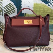 Hermes 24/24 29 Tasche aus bordeauxrotem Clemence-Kalbsleder