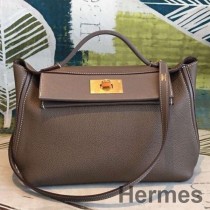 Hermes 24/24 29 Tasche Aus Taupefarbenem Clemence-Kalbsleder