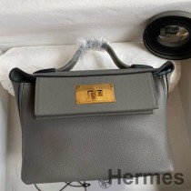 Hermes 24/24 Mini 21 handgefertigte Tasche aus Gris Meyer Evercolor Leder