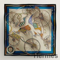 Hermes Beige/Blau Voitures en Equilibre Schal 140