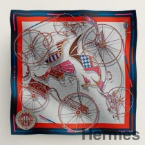 Hermes Beige/Marine Voitures en Equilibre Schal 140