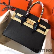Hermes Birkin 30 Handgefertigte Tasche aus schwarzem Epsom-Leder