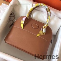 Hermes Bolide 31 Handgefertigte Tasche aus goldenem Clemence-Leder