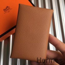 Hermes Calvi Kartenhalter aus goldenem Epsom-Leder