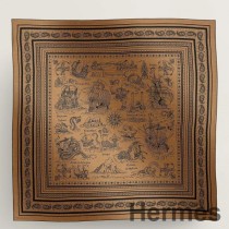 Hermes Caramel Tatouages Marins Bandana-Schal 140