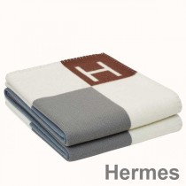 Hermes Ecru Gris Avalon Vibration Überwurfdecke