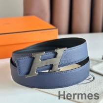 Hermes H Speed Wendegürtel 32MM aus Epsom-Kalbsleder in Saphirblau