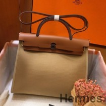 Hermes Herbag Zip 31cm Tasche in Braun und Beige