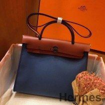 Hermes Herbag Zip 31cm Tasche in Kamel und Blau