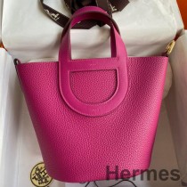 Hermes In The Loop 18 handgefertigte Tasche aus rosa-lila Clemence-Leder