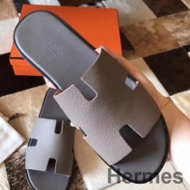 Hermes Izmir Sandalen aus grauem Epsom-Leder