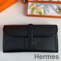 Hermes Jige Elan 29 Clutch aus schwarzem Swift-Kalbsleder