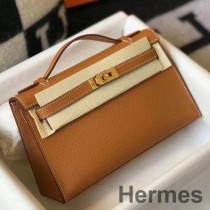 Hermes Kelly Pochette Tasche aus God Epsom Leder