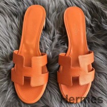 Hermes Oasis Sandalen aus orangefarbenem Epsom-Leder