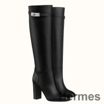Hermes Story Stiefel aus schwarzem Kalbsleder