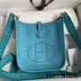 Handgefertigte Mini-Tasche Evelyne von Hermes aus blauem Clemence-Leder von du Nord