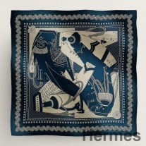 Hermes Blue Zouaves et Dragons Bandana Shawl 140