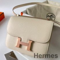 Hermes Constance 1-18 Spegelväska I Craie Epsom Kalvskinn