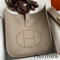 Hermes Evelyne III PM 29 Handgjord väska i Gris Asphalt Clemence Läder
