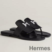 Hermes Galerie Sandaler I Svart Kalvskinn