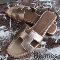 Hermes Oran Sandaler I Champagne Swift Läder