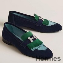 Hermes Royal Loafers för kvinnor i flerfärgat mockaläder