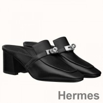 Hermes Blossom Mules 60mm I Svart getskinn