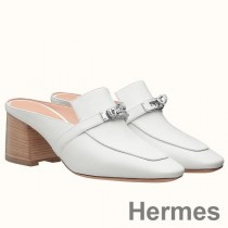 Hermes Blossom Mules 60mm I Vitt Getskinn