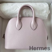 Hermes Bolide 1923 Mini handgjord väska i Mauve blek Chevre Mysore Läder