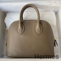 Hermes Bolide 1923 Mini Handgjord Väska i Taupe Chevre Mysore Läder
