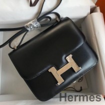 Hermes Constance 18 Handgjord väska I Black Box Kalvläder