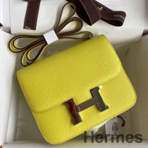Hermes Constance 18 Handgjord väska i lime Epsom kalvskinn