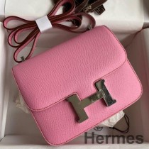 Hermes Constance 18 Handgjord väska i rosa Epsom kalvskinn
