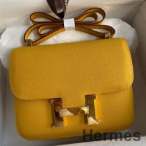 Hermes Constance 24 Handgjord väska i jaune ambre Epsom kalvskinn