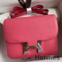 Hermes Constance 24 Handgjord väska i rosa läppstift Epsom kalvskinn