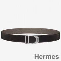 Hermes Etrier Spänne Bälte & Taupe Clemence 32 MM rem