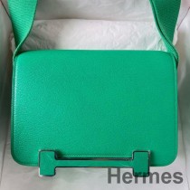 Hermes Geta Handgjord väska I Menthe Chevre Mysore Läder
