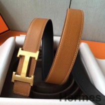 Hermes H bältesspänne & brunt Epsom 32 MM-band