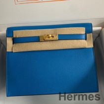 Hermes Kelly Danse II Väska I Blå Hydra Evercolor Kalvskinn