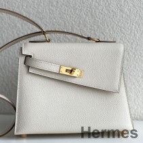 Hermes Kelly En Desordre 20 Handgjord väska i Craie Epsom kalvskinn